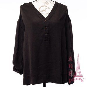 Zara Black V Neck Blouse Top